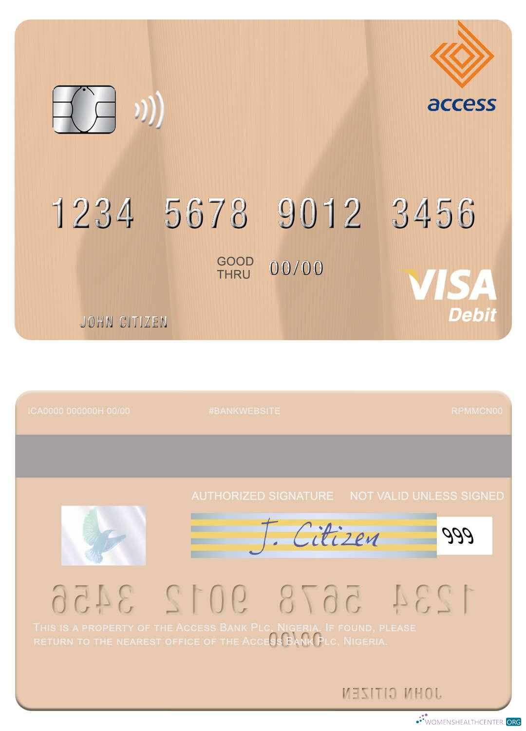 Download Nigeria Access Bank Plc visa debit card Photoshop template